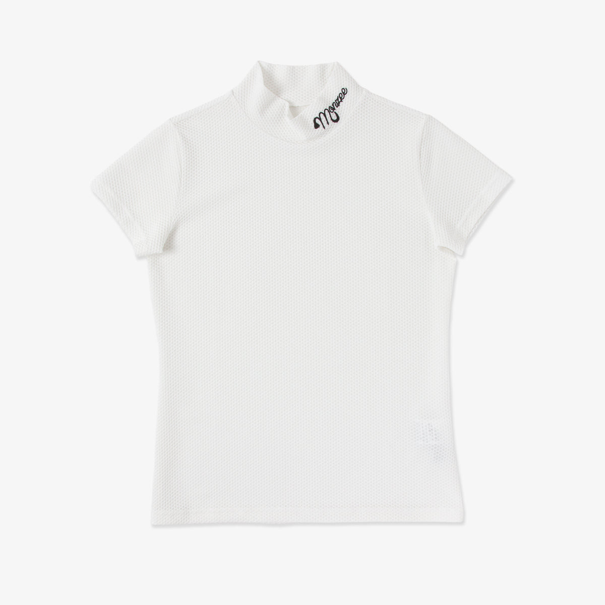 【ほぼ新品】monzee モックネック半袖S 半袖ワッフルモックネック - ホワイト – monzee