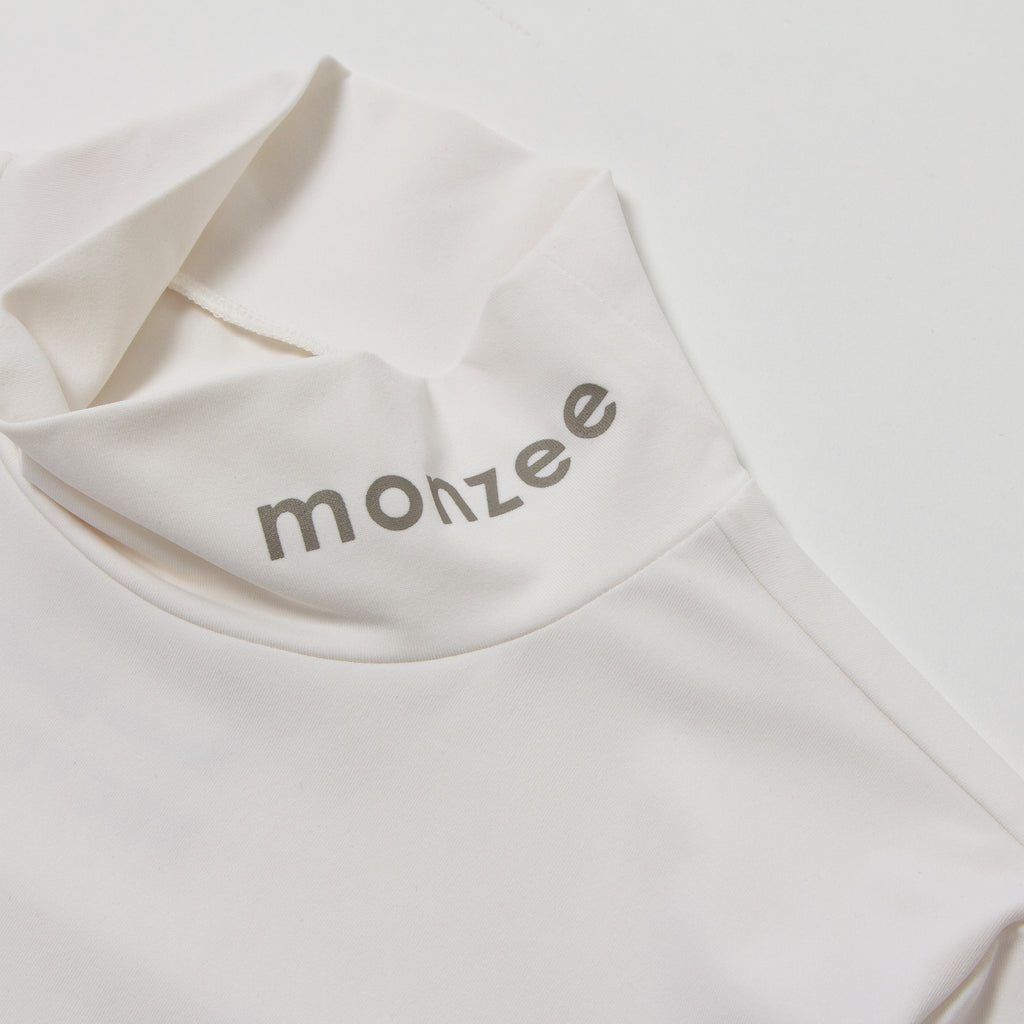 mock neck long - White