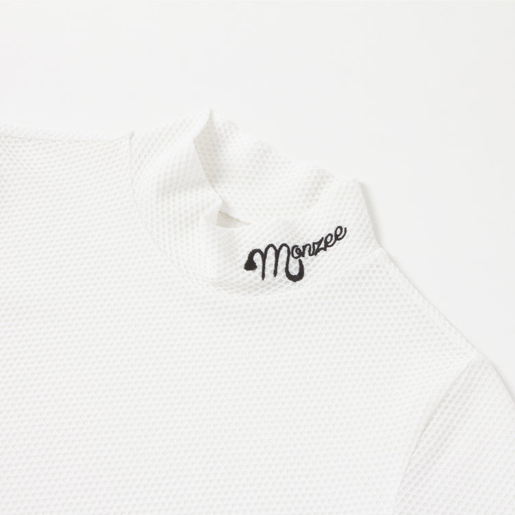 半袖ワッフルモックネック - ホワイト – monzee