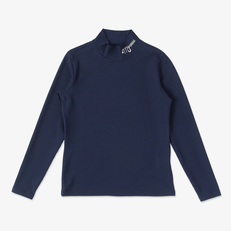 長袖ワッフルモックネック - ネイビー – monzee