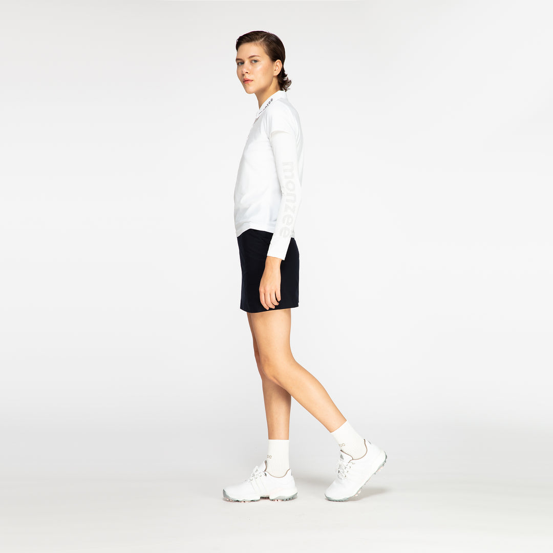 monzee モンジーストレッチモックネック ホワイト M 半袖ワッフルモックネック - ホワイト – monzee